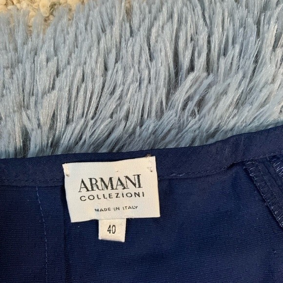Armani Collezione Cobalt Blue Wide Leg Wool Pants Size S - Picture 3 of 10